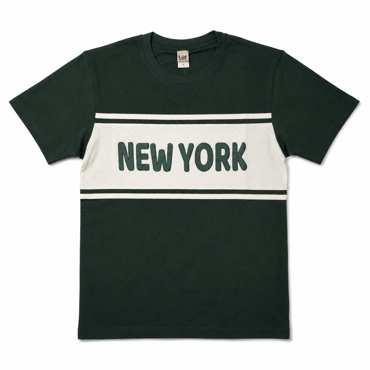 New York Retro Stripe Graphic T-Shirt, Men's Casual two tone Streetwear Top