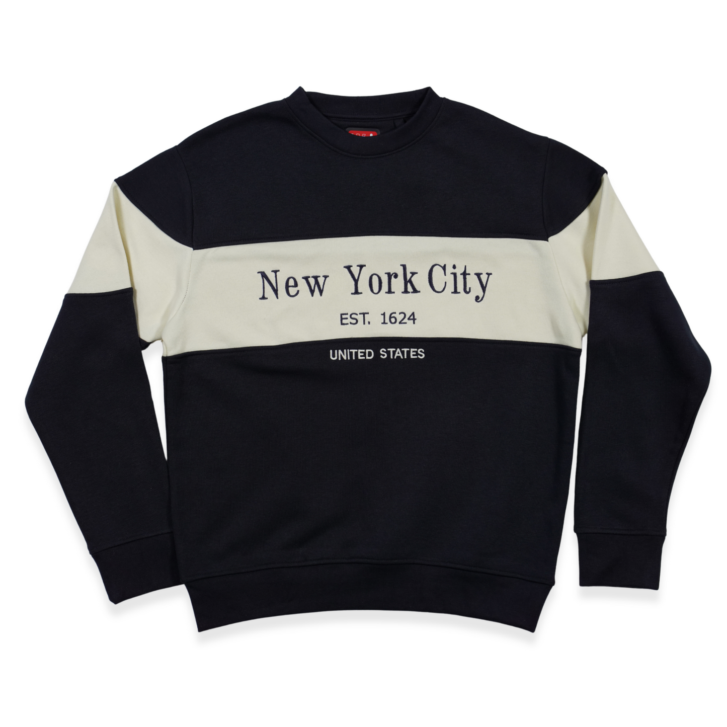 New York City Color block embroidered Crewneck Sweatshirt, Est 1624