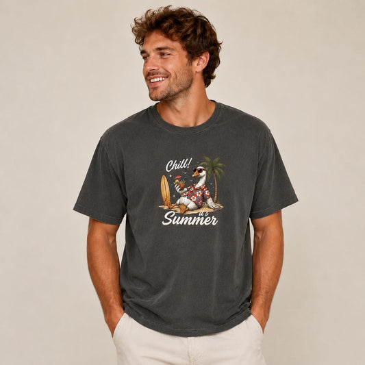 Chill Summer Goose Beach Shirt, Relaxed Vacation Comfort Colors Tee