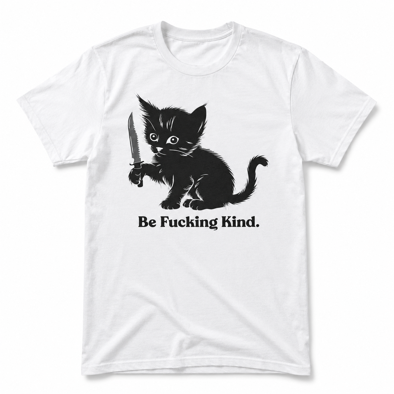 Be Kind Funny Cat T-Shirt for Men Sarcastic Kitten Graphic Novelty Tee Gift