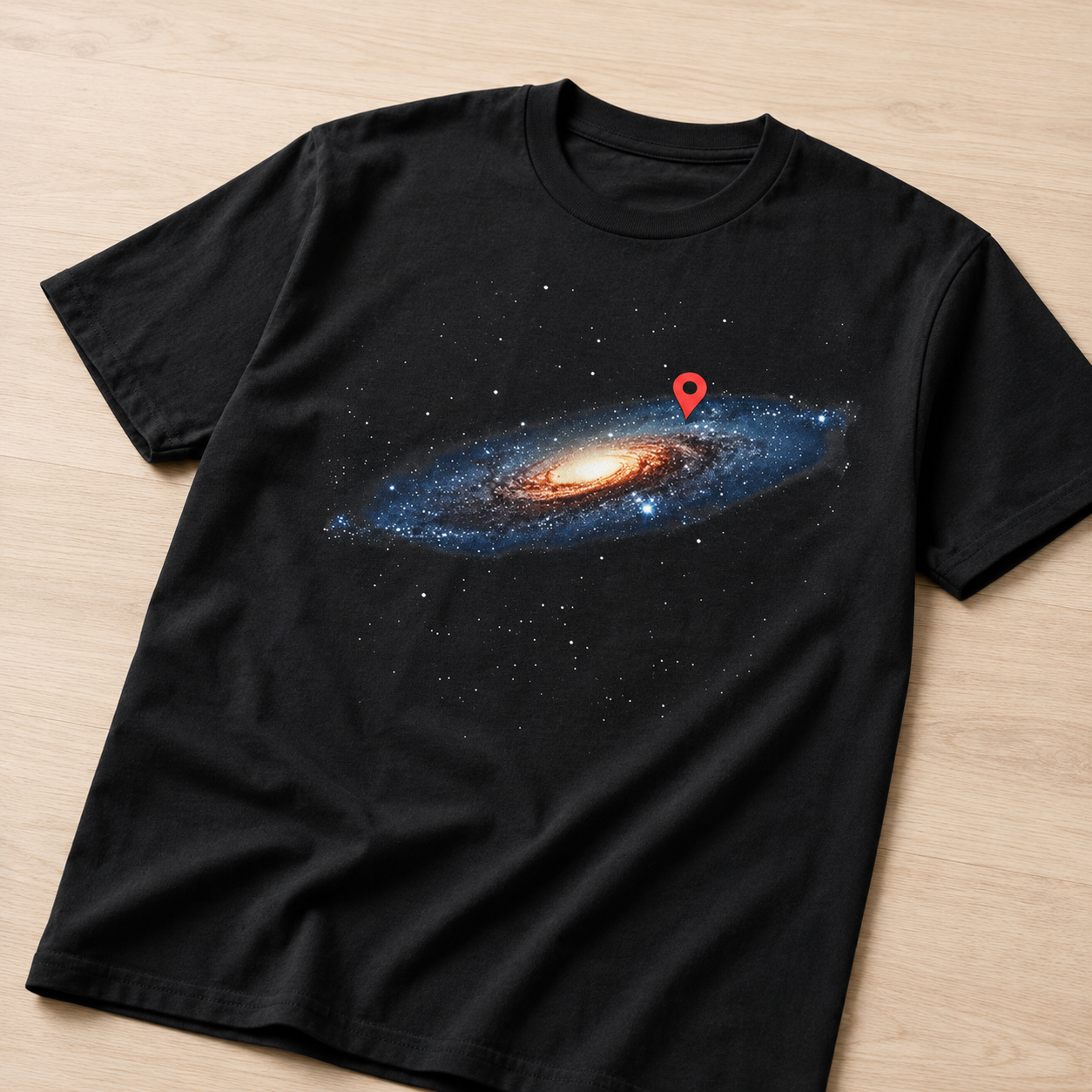 Milky Way Galaxy Location Pin T-Shirt Funny Space Universe Graphic Tee Men's S-5