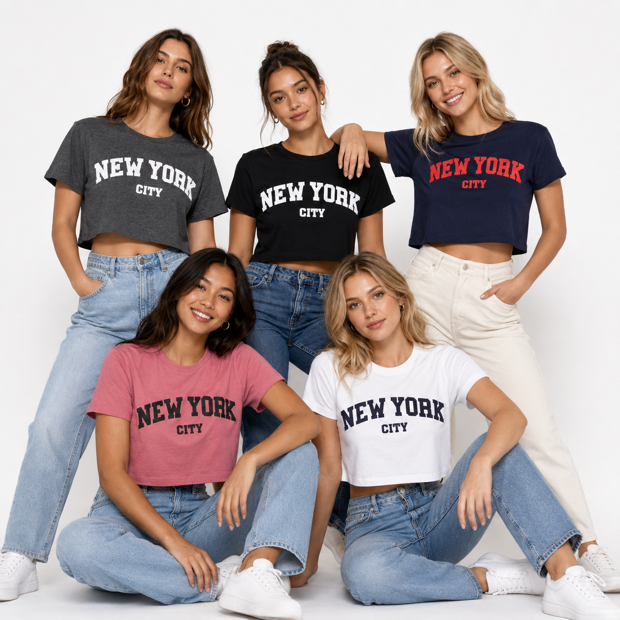 New York City Varsity Graphic Crop Top, Cotton Blend Streetwear Tee
