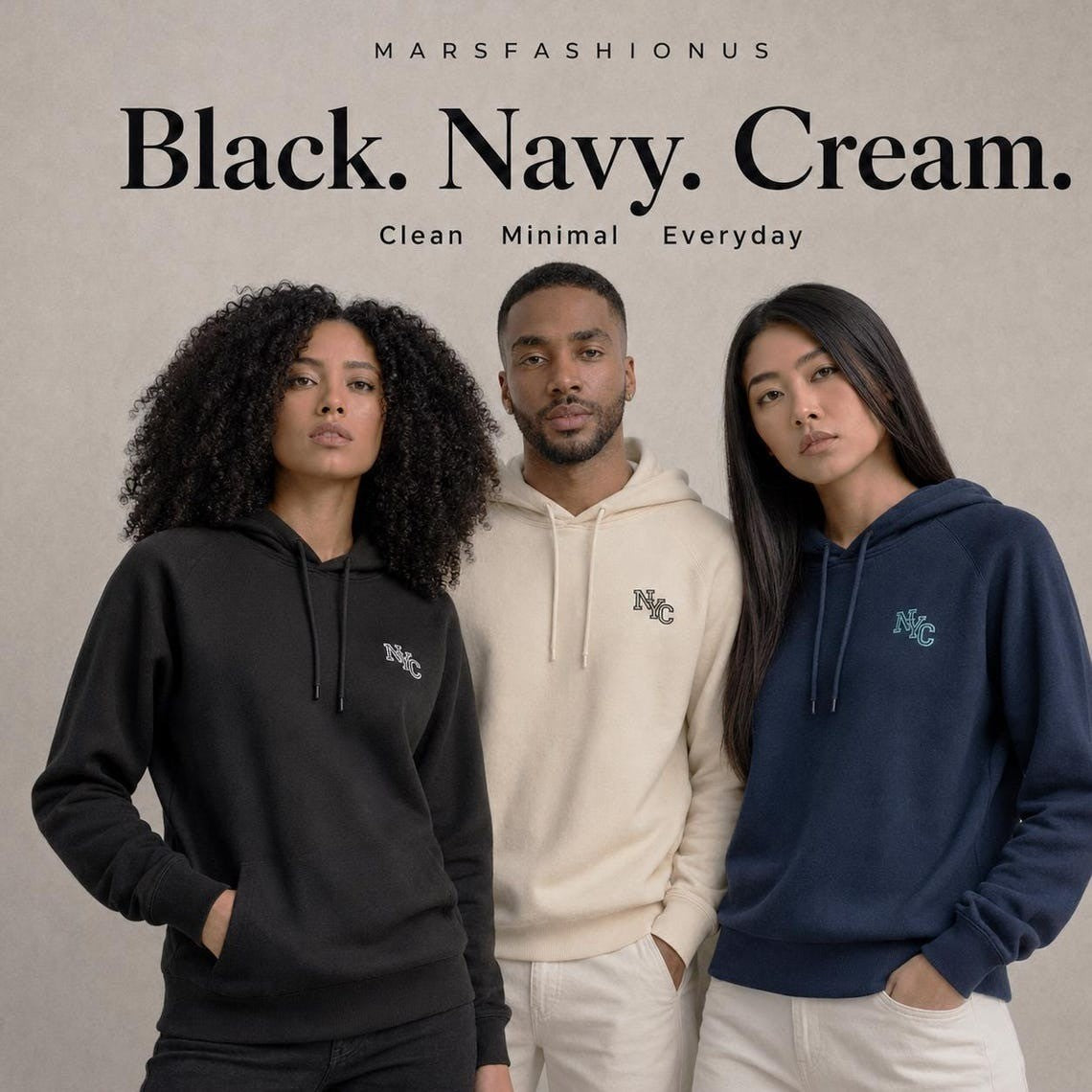 New York City Embroidered Pullover Hoodie, Fleece Sweatshirt, Unisex Streetwear