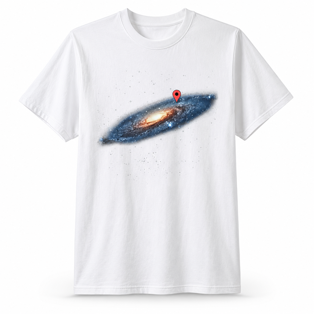 Milky Way Galaxy Location Pin T-Shirt Funny Space Universe Graphic Tee Men's S-5