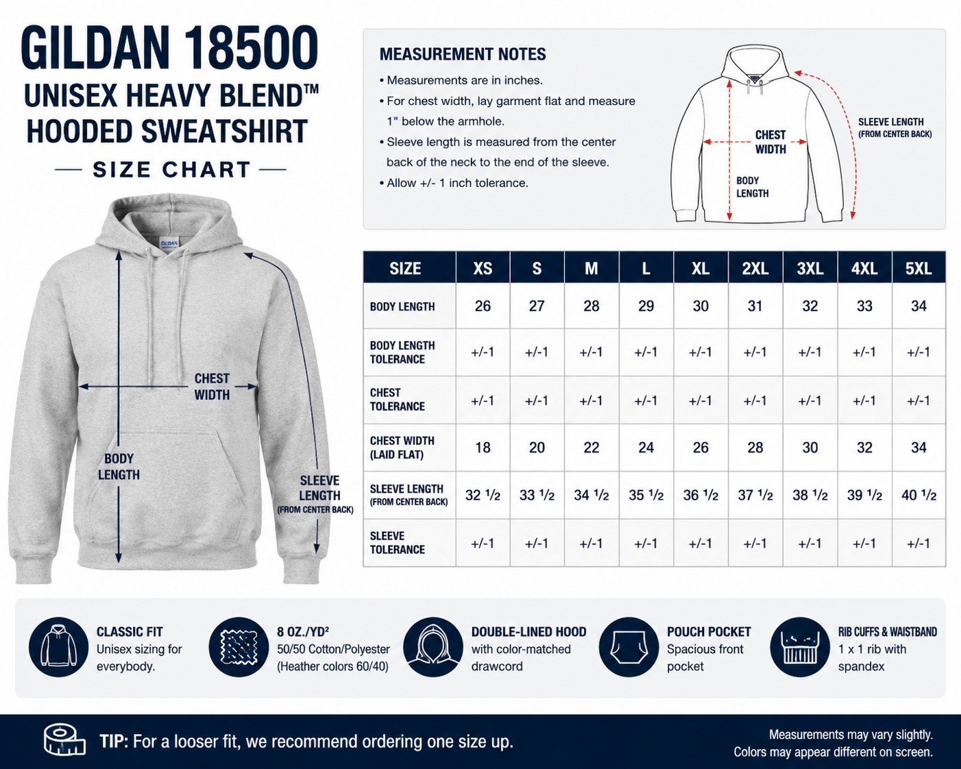 Gildan 18500 Unisex Heavy Blend Pullover Hoodie Blank Sweatshirt