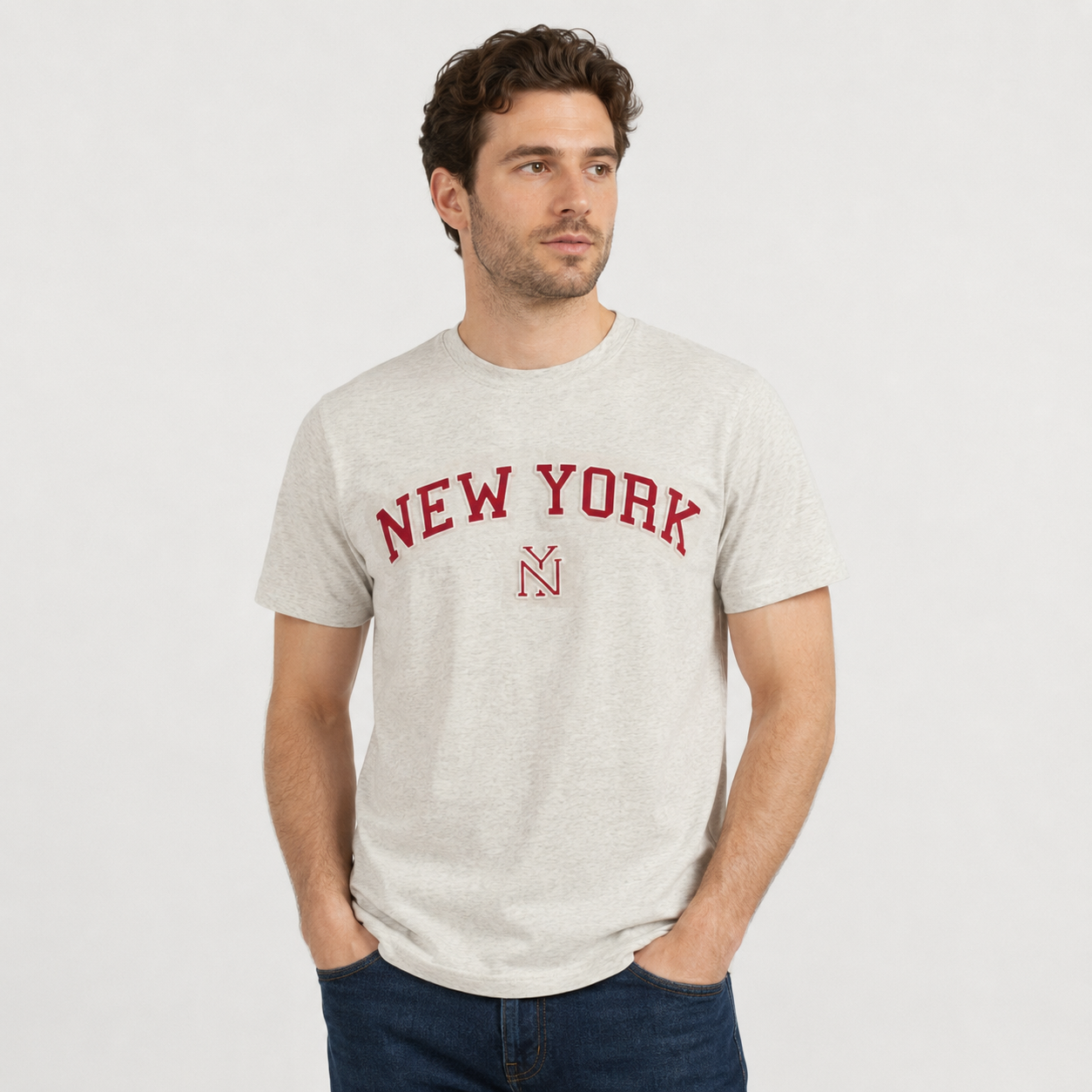 New York Puff Print T-Shirt, Unisex Cotton Blend, NYC Souvenir Tee