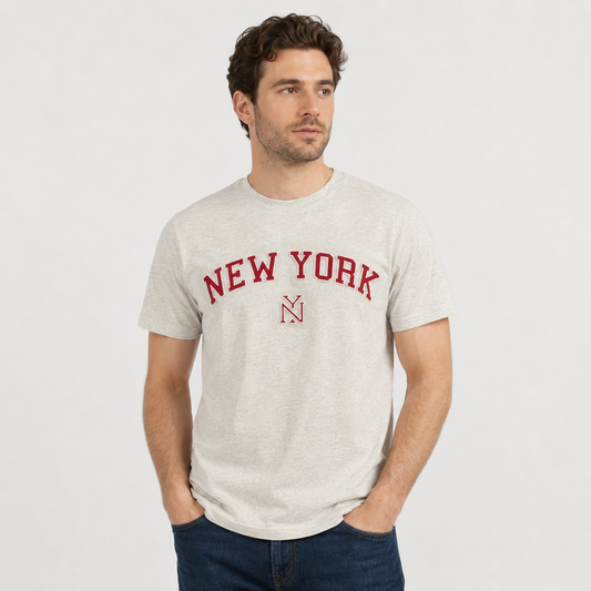 New York Puff Print T-Shirt, Unisex Cotton Blend, NYC Souvenir Tee