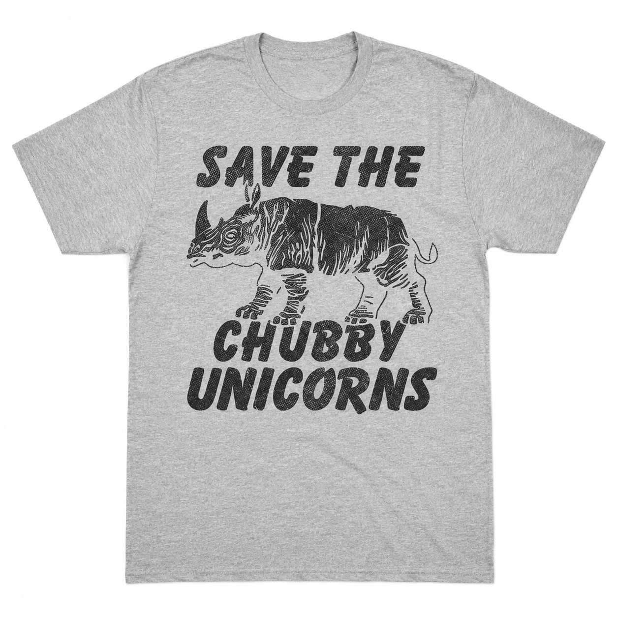 Funny Save the Chubby Unicorns T-Shirt Sarcastic Rhino Novelty Graphic Tee
