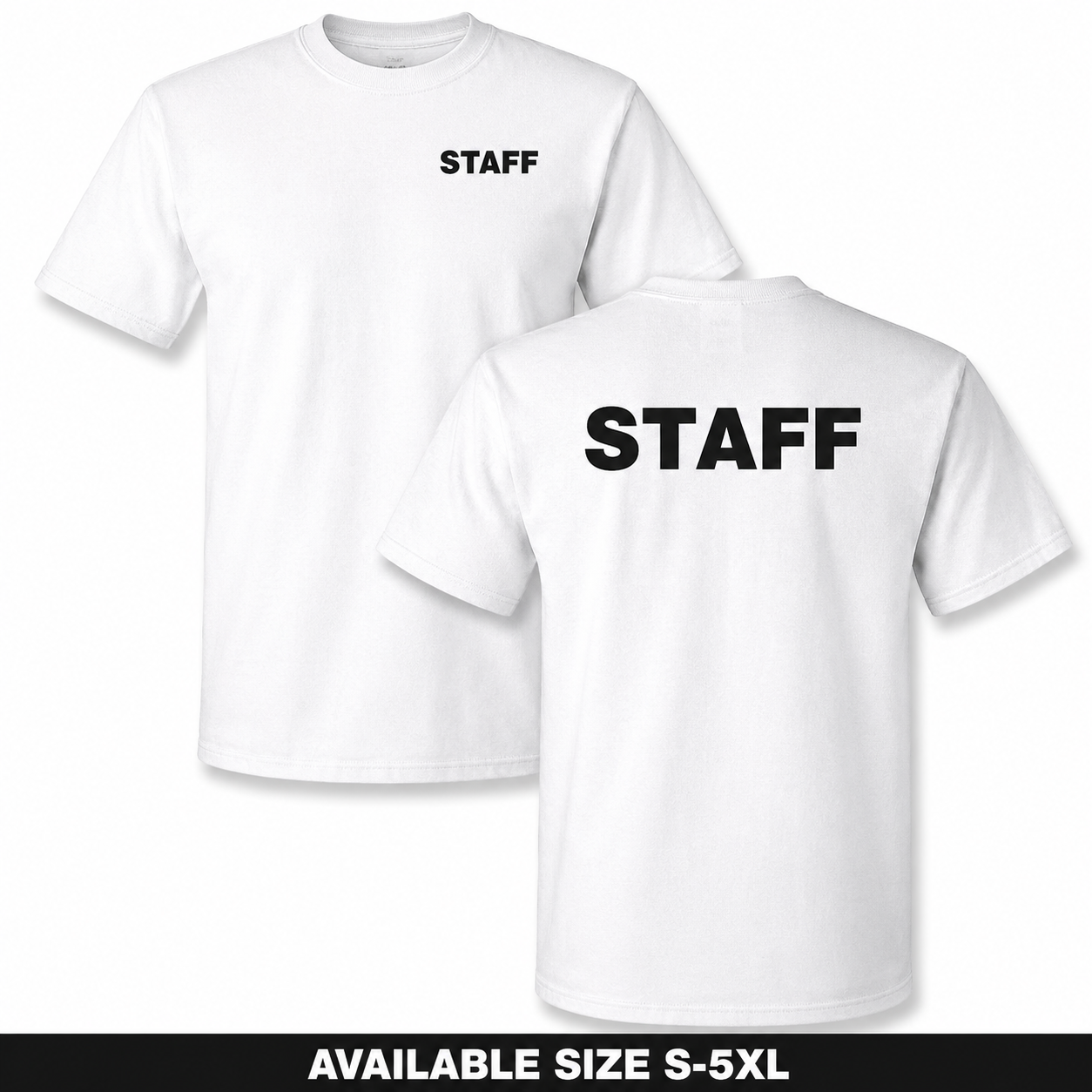 STAFF T-Shirt Event Staff Security Uniform Employee Work Crew Tee S-5XL