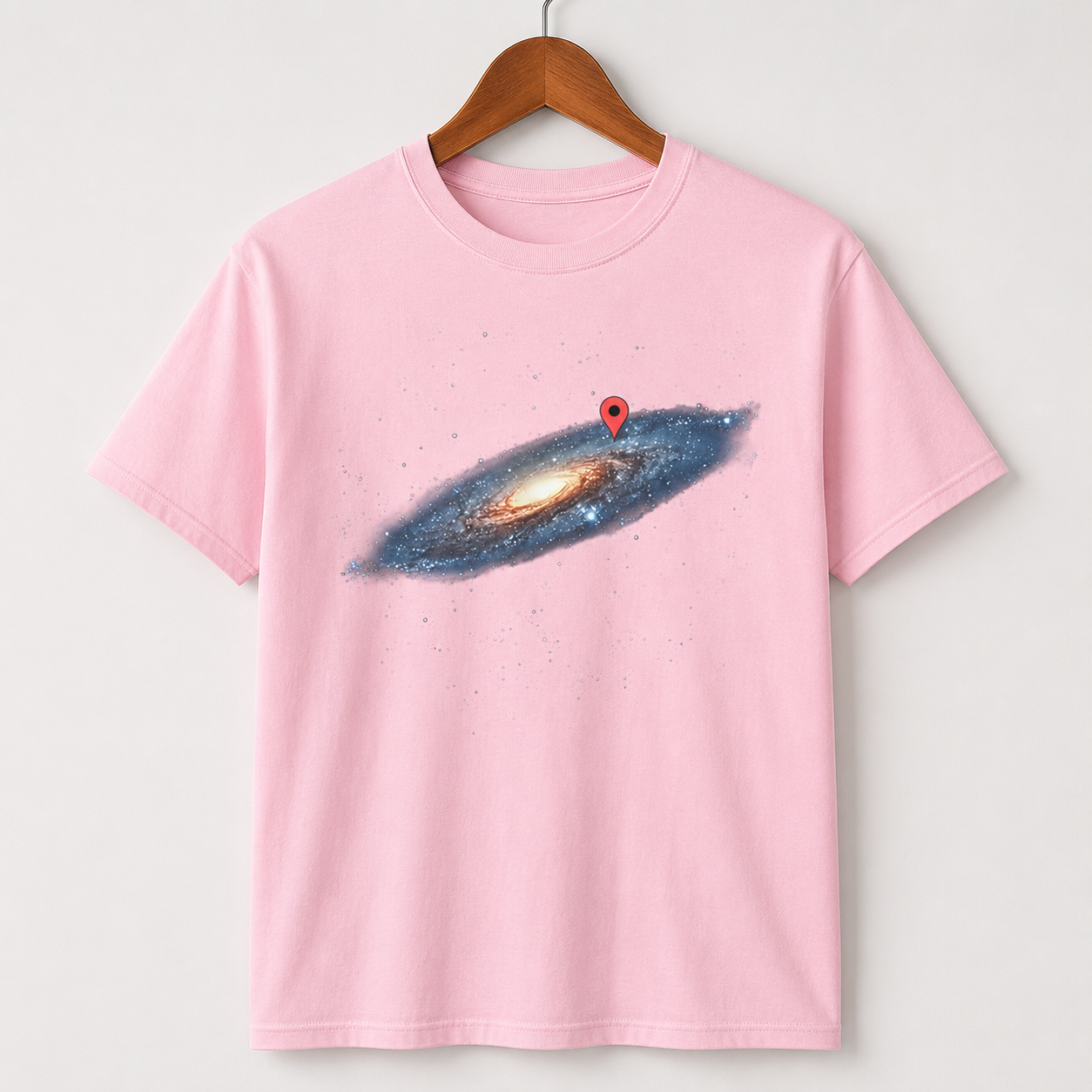 Milky Way Galaxy Location Pin T-Shirt Funny Space Universe Graphic Tee Men's S-5