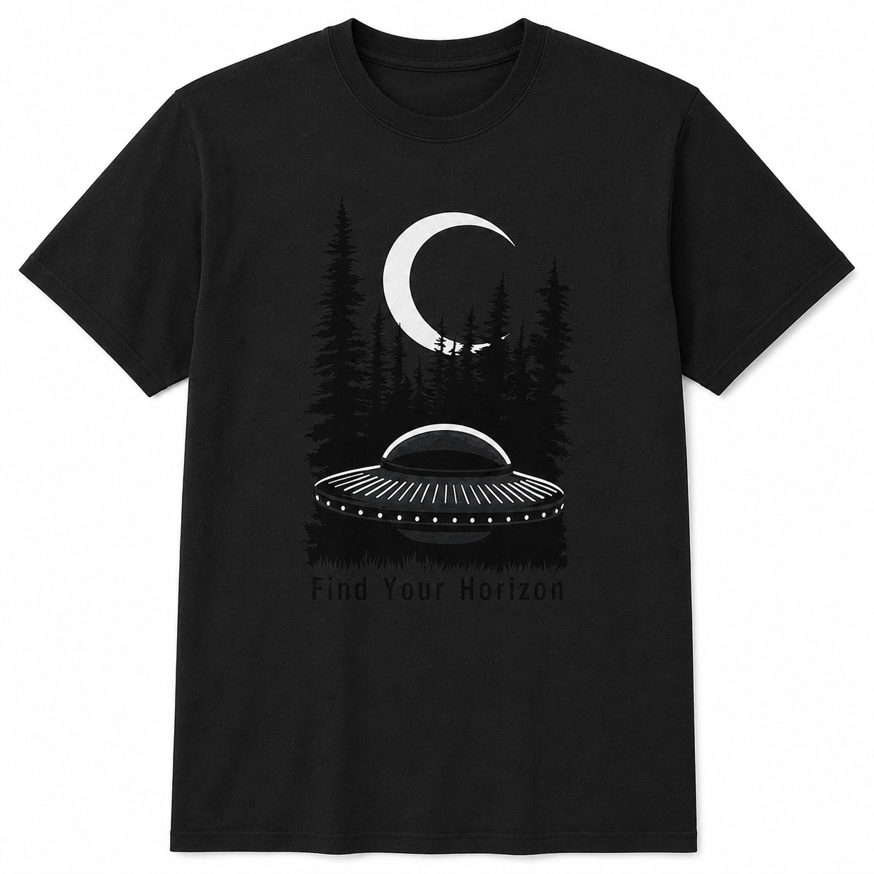 Find Your Horizon UFO T-Shirt Alien Space Graphic Tee Men's S-5XL
