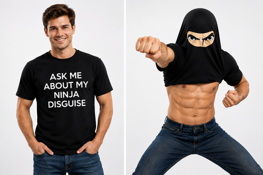 Men's Ask Me About My Ninja Disguise Flip T-Shirt Funny Ninja Graphic Humor Tee