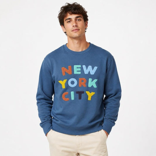 New York City Fleece Crewneck Sweatshirt | Vintage Graphic Pullover for Men Wome