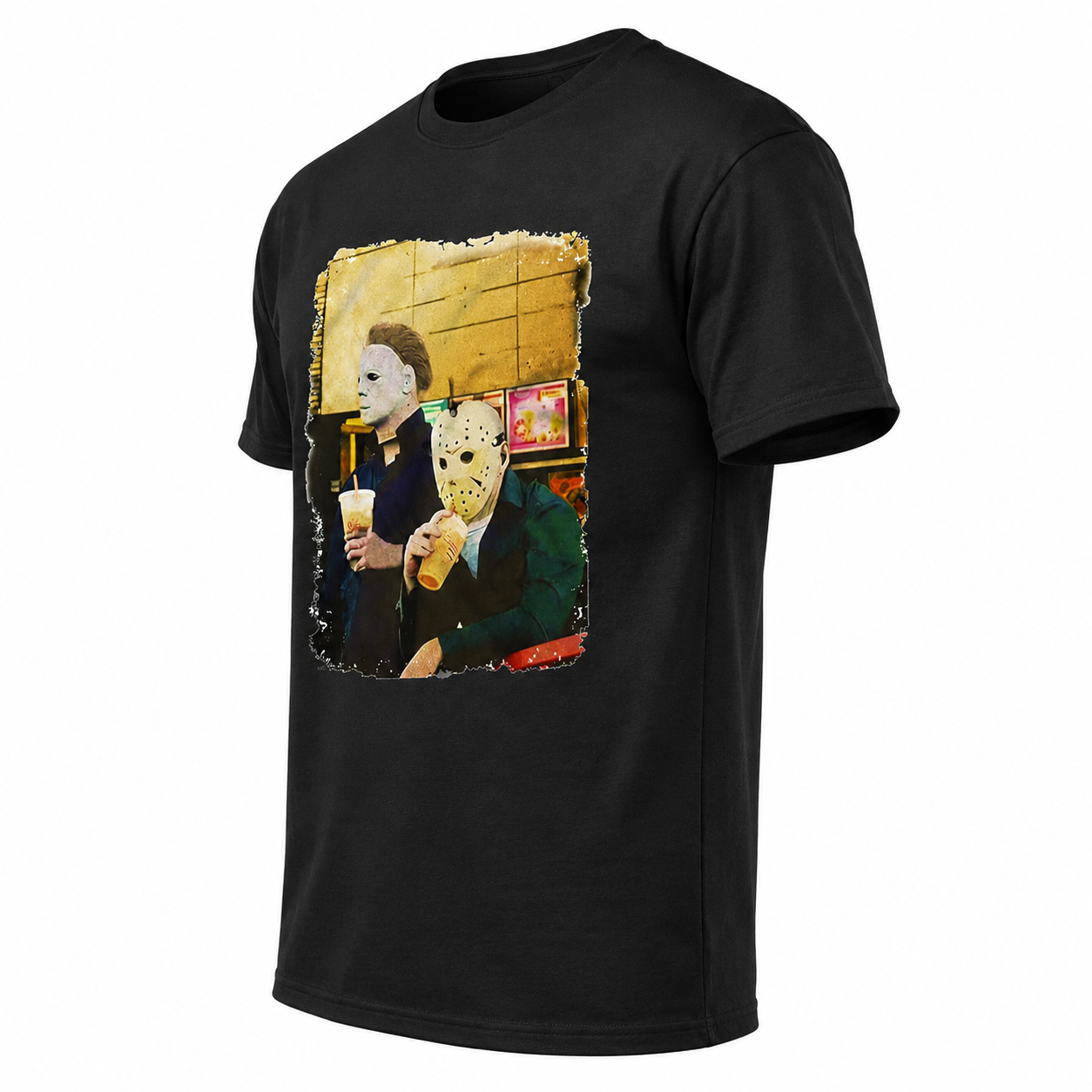 Halloween Horror Coffee Funny T-Shirt Slasher Movie Inspired Tee for Men