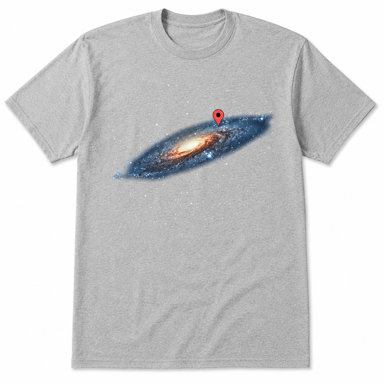 Milky Way Galaxy Location Pin T-Shirt Funny Space Universe Graphic Tee Men's S-5