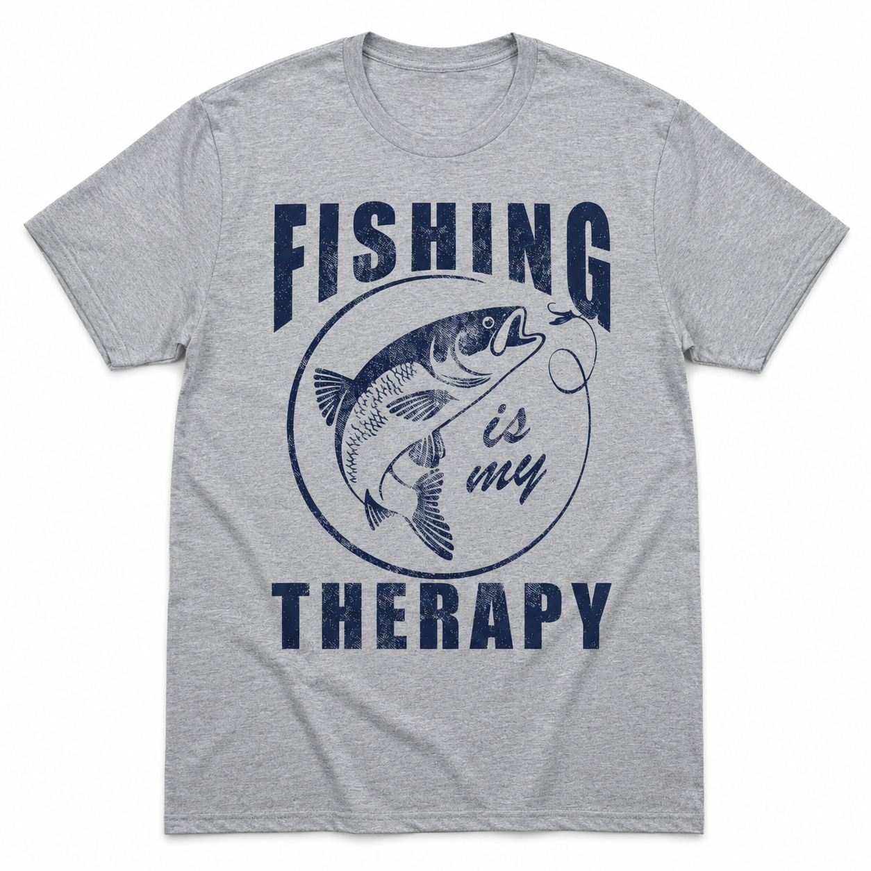 Fishing Is My Therapy Funny T-Shirt Sarcastic Fish Graphic Novelty Tee for Men