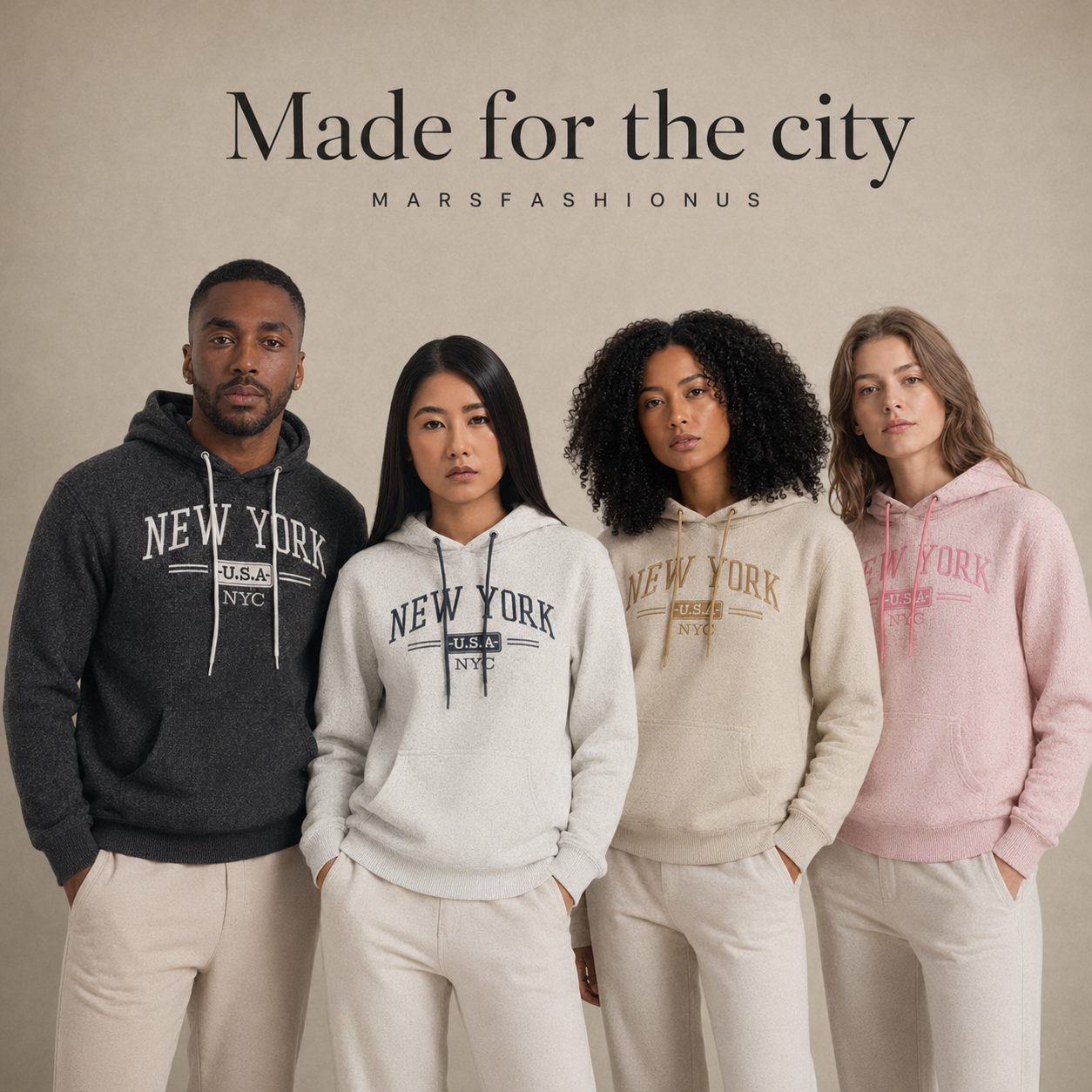New York City Pullover Hoodie, Unisex Streetwear Sweatshirt, USA MARS FASHION