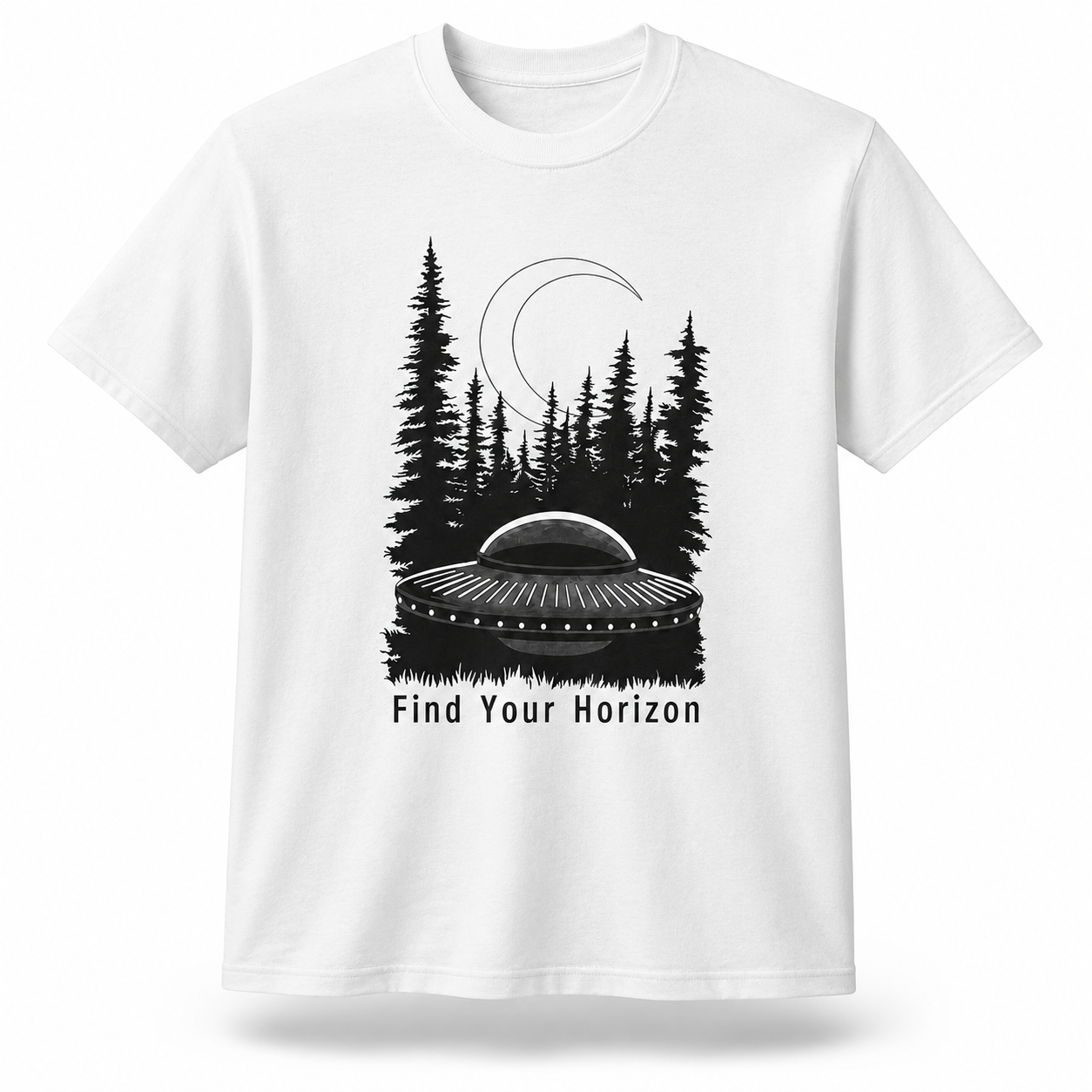 Find Your Horizon UFO T-Shirt Alien Space Graphic Tee Men's S-5XL