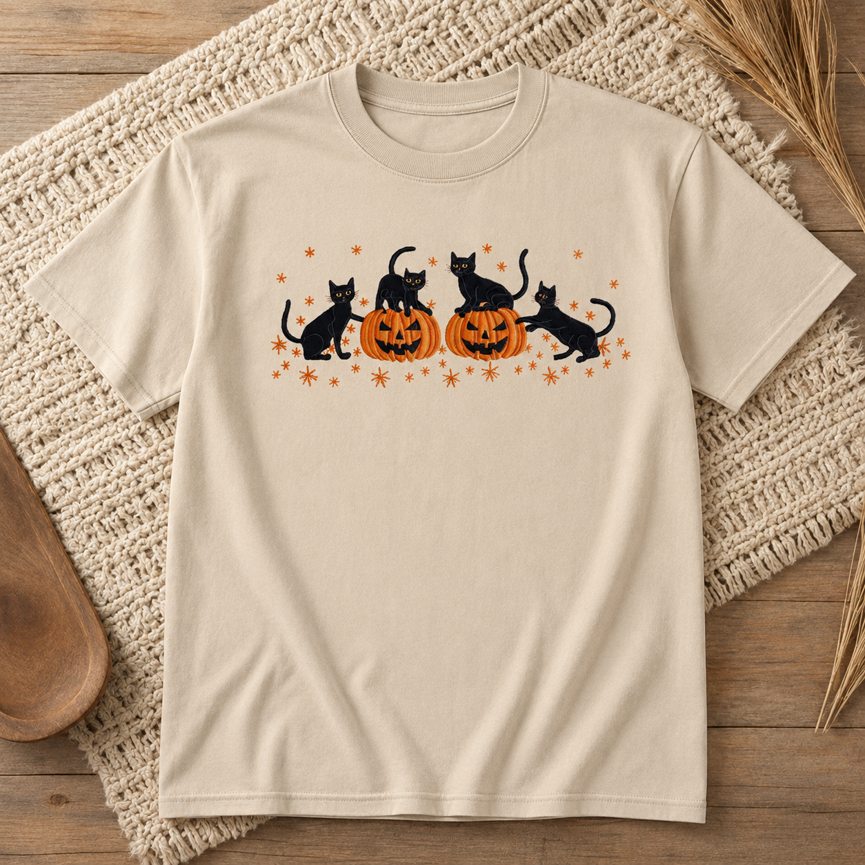 Black Cat Pumpkin Halloween T Shirt Unisex Spooky Fall Graphic Tee Cat Lover