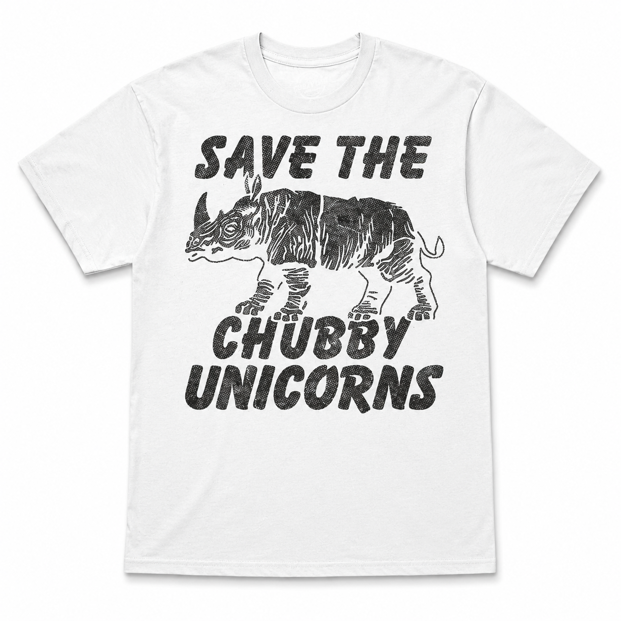 Funny Save the Chubby Unicorns T-Shirt Sarcastic Rhino Novelty Graphic Tee