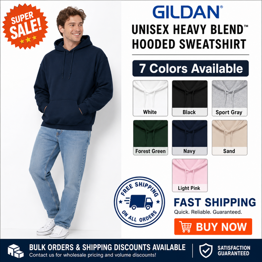 Gildan 18500 Unisex Heavy Blend Pullover Hoodie Blank Sweatshirt