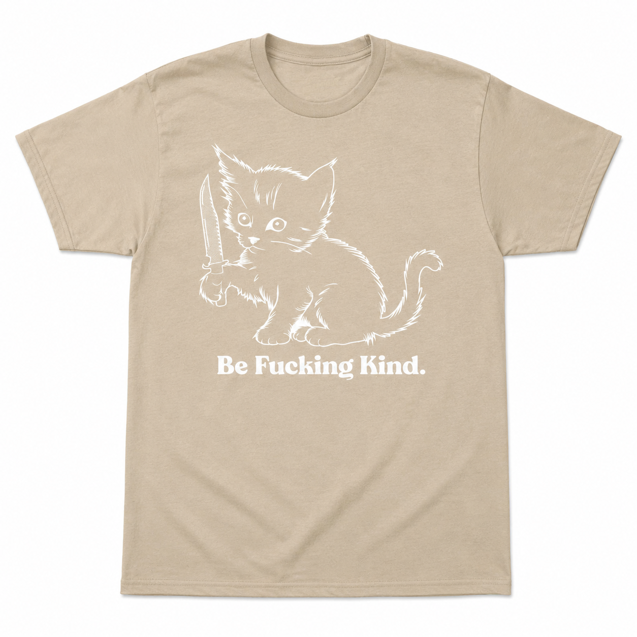 Be Kind Funny Cat T-Shirt for Men Sarcastic Kitten Graphic Novelty Tee Gift