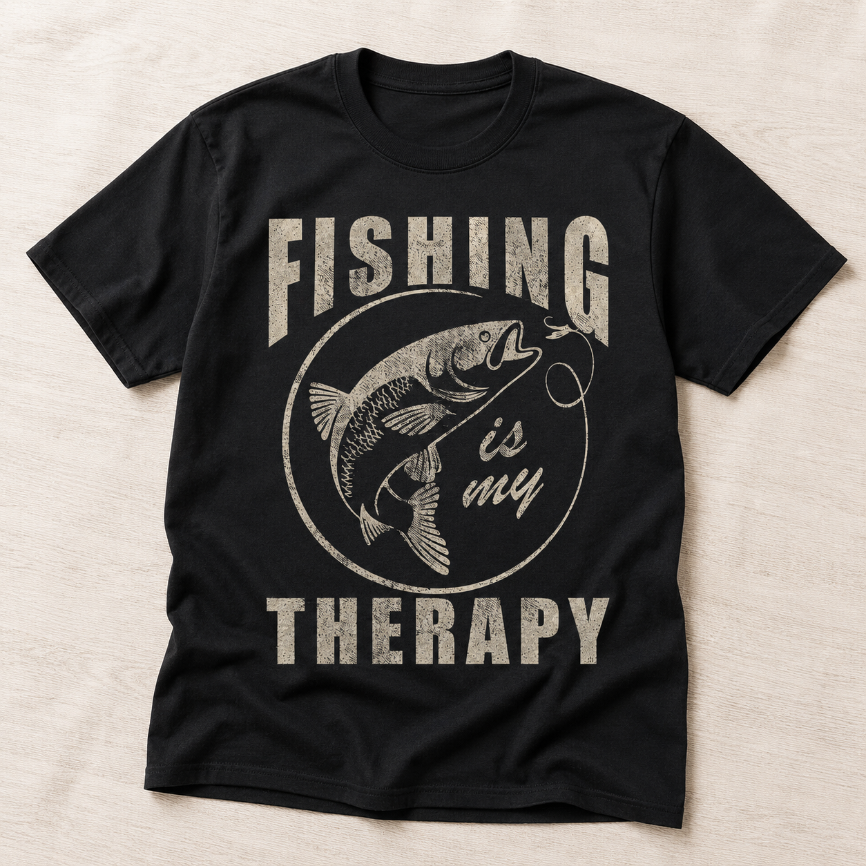 Fishing Is My Therapy Funny T-Shirt Sarcastic Fish Graphic Novelty Tee for Men