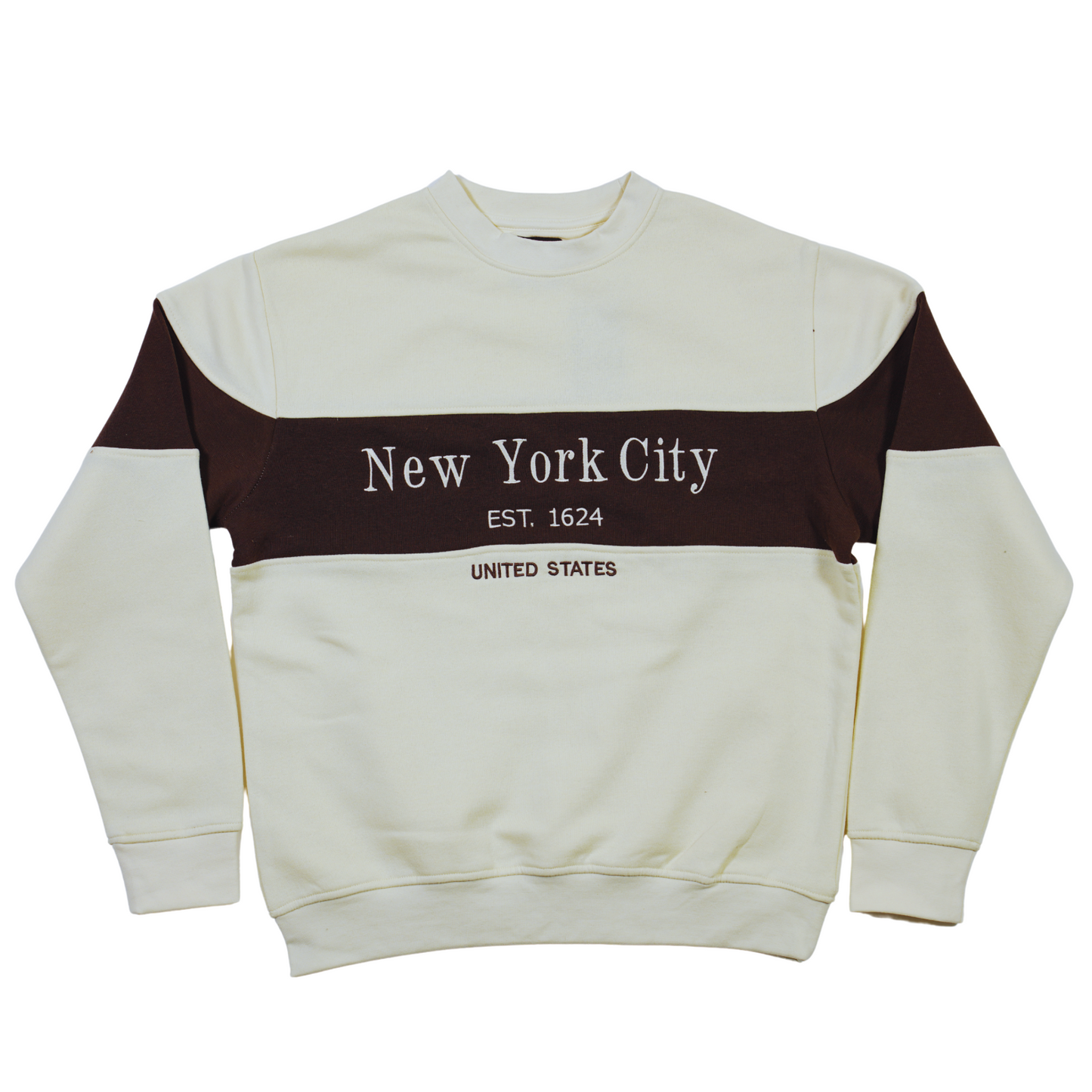 New York City Color block embroidered Crewneck Sweatshirt, Est 1624