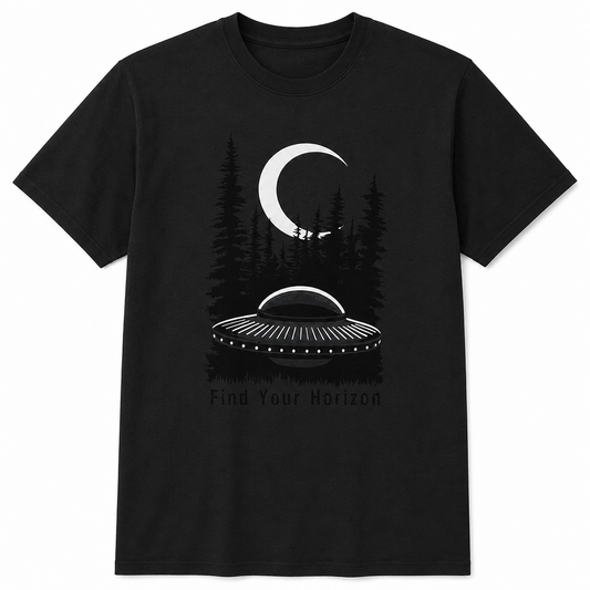 Find Your Horizon UFO T-Shirt Alien Space Graphic Tee Men's S-5XL
