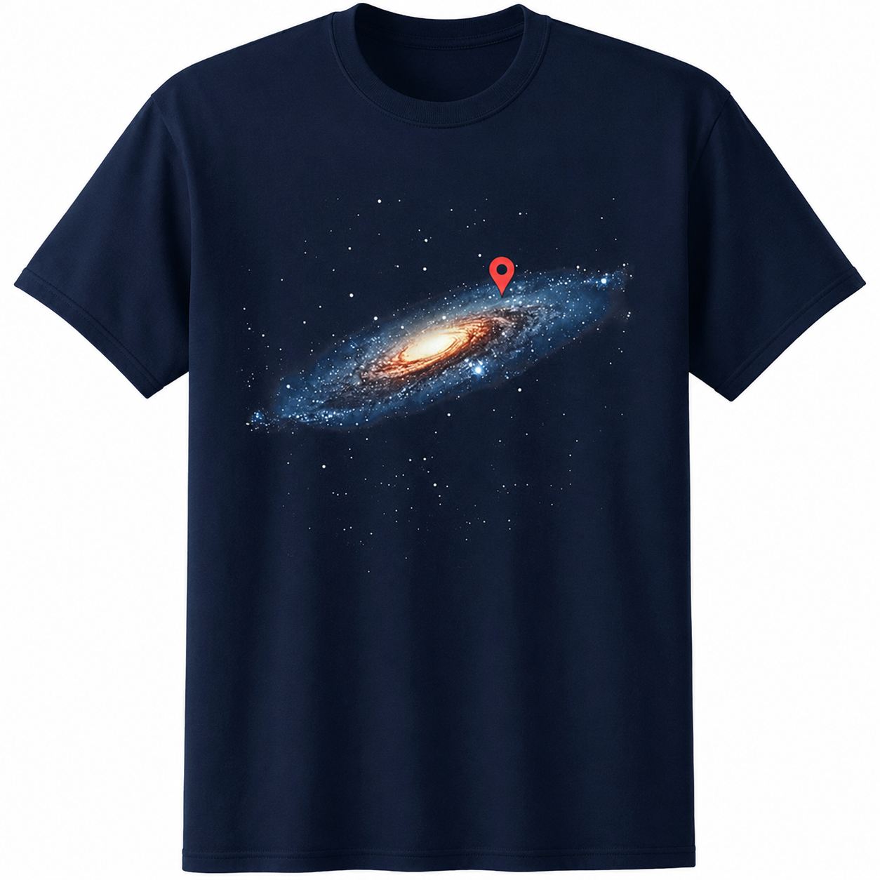 Milky Way Galaxy Location Pin T-Shirt Funny Space Universe Graphic Tee Men's S-5