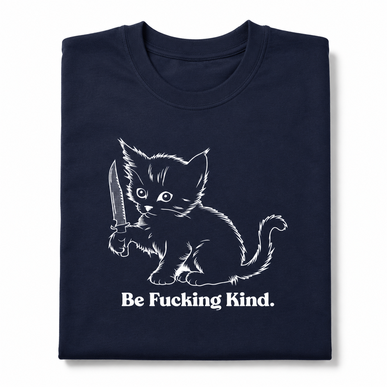 Be Kind Funny Cat T-Shirt for Men Sarcastic Kitten Graphic Novelty Tee Gift