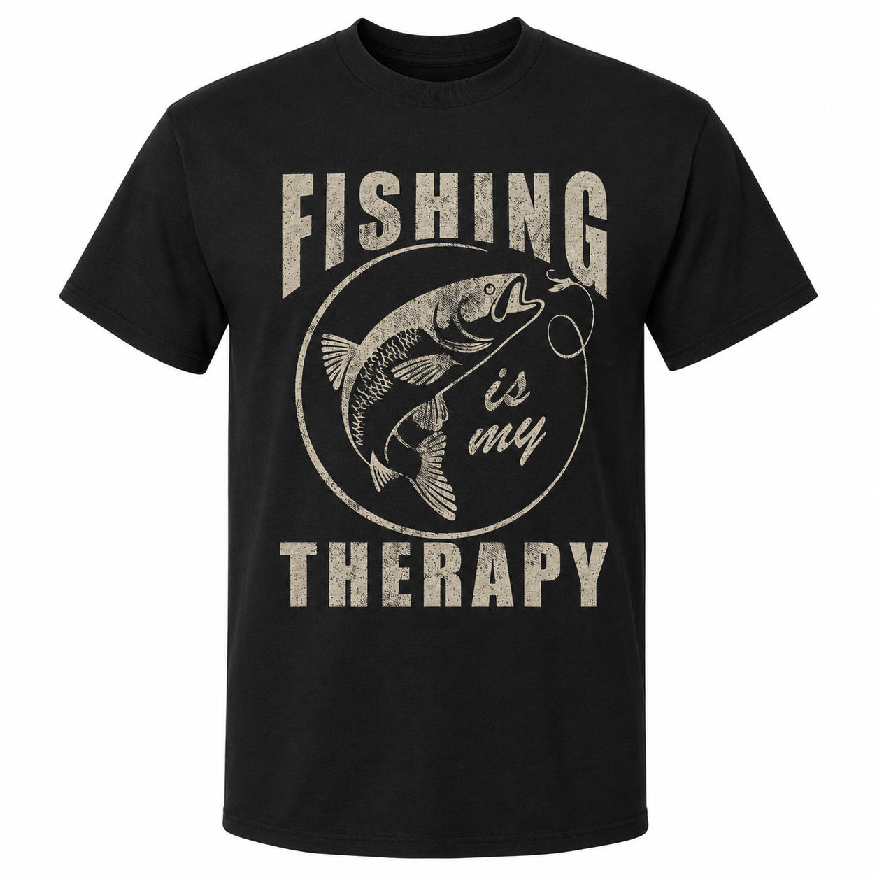 Fishing Is My Therapy Funny T-Shirt Sarcastic Fish Graphic Novelty Tee for Men