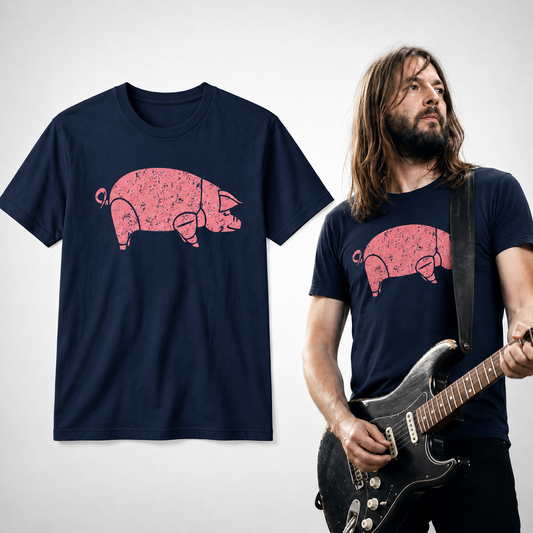 Retro Flying Pig Psychedelic Rock T-Shirt Vintage 70s Graphic Tee Unisex S-2XL