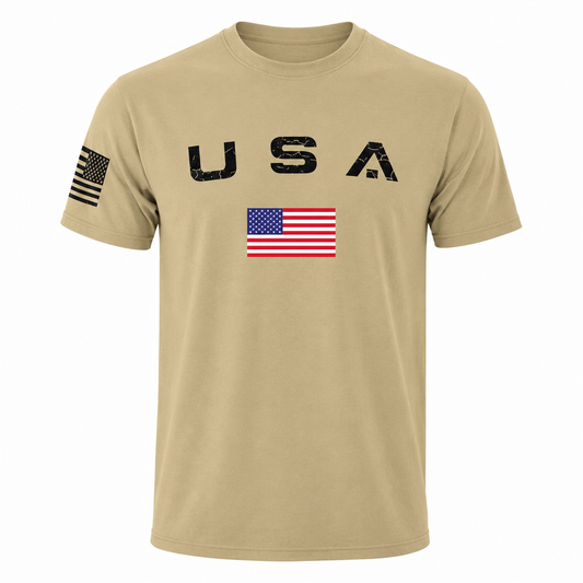 USA Flag Patriotic T-Shirt American Flag Graphic Tee Men's Cotton S-5XL