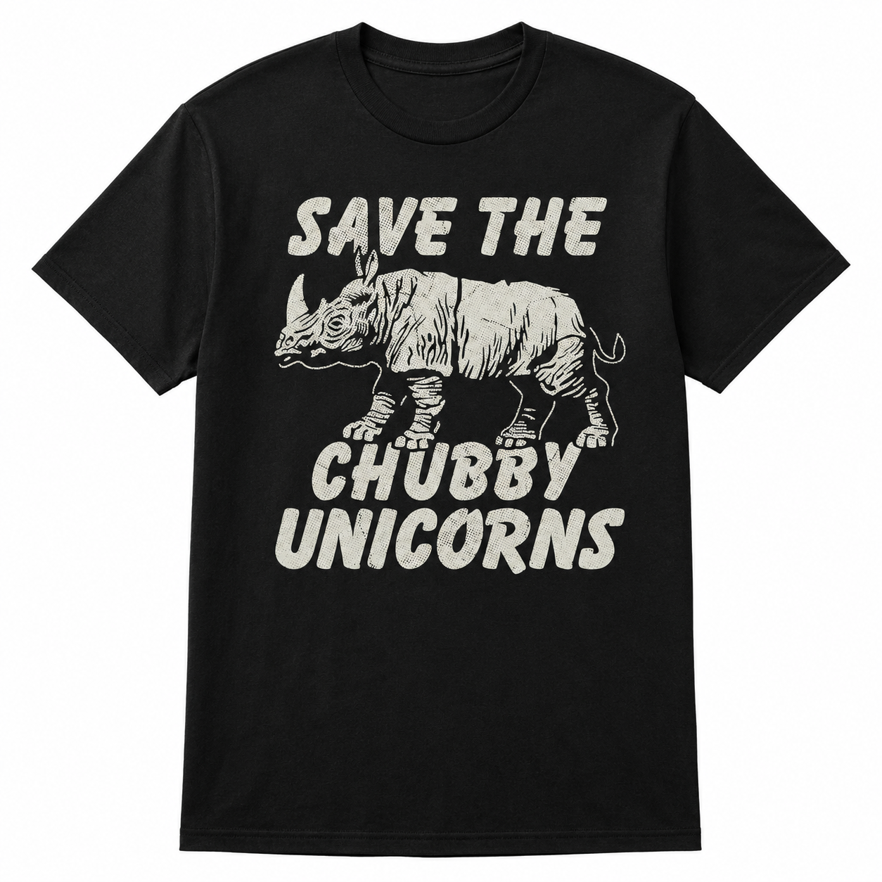 Save the Chubby Unicorns Funny T-Shirt Rhino Graphic Novelty Tee for Men