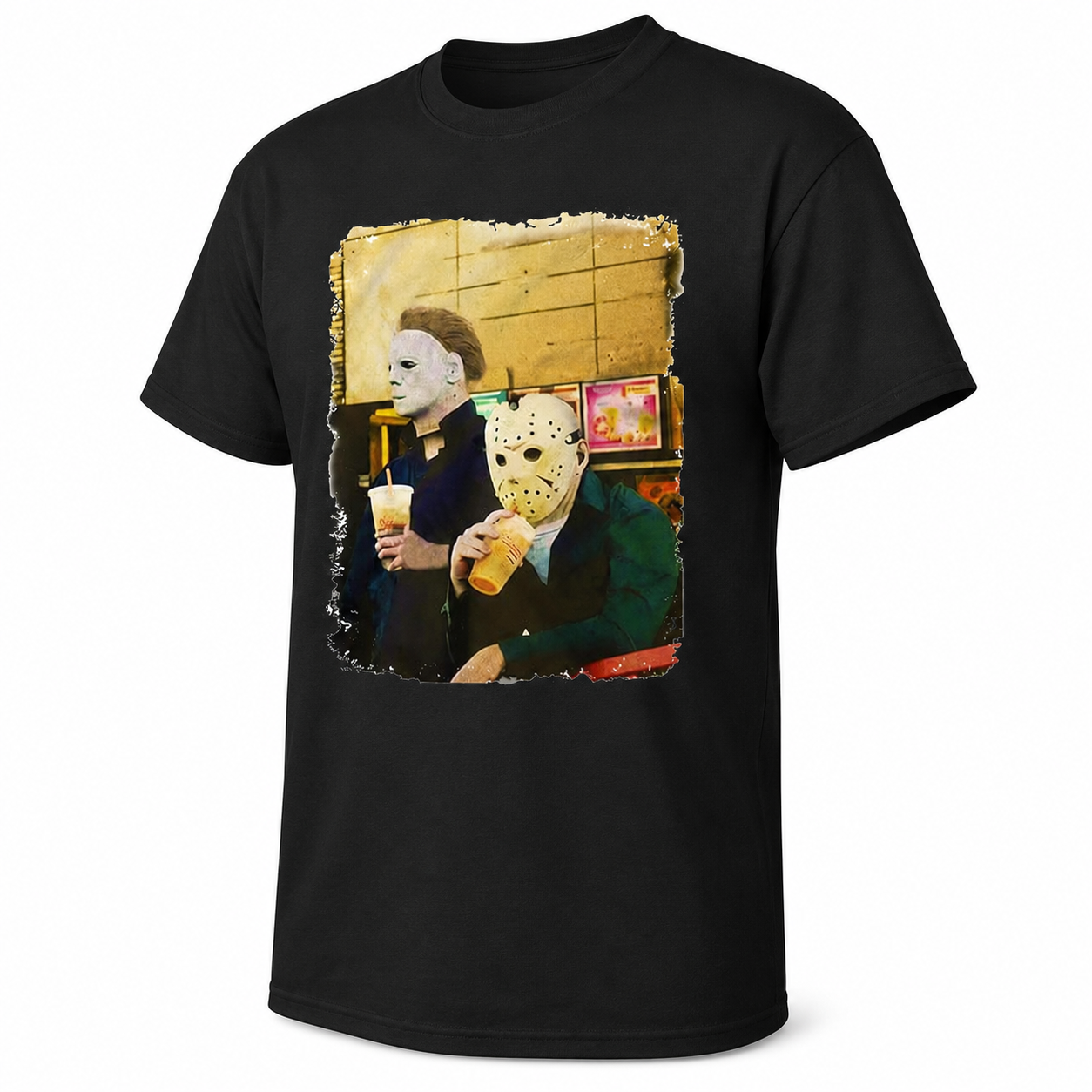 Halloween Horror Coffee Funny T-Shirt Slasher Movie Inspired Tee for Men