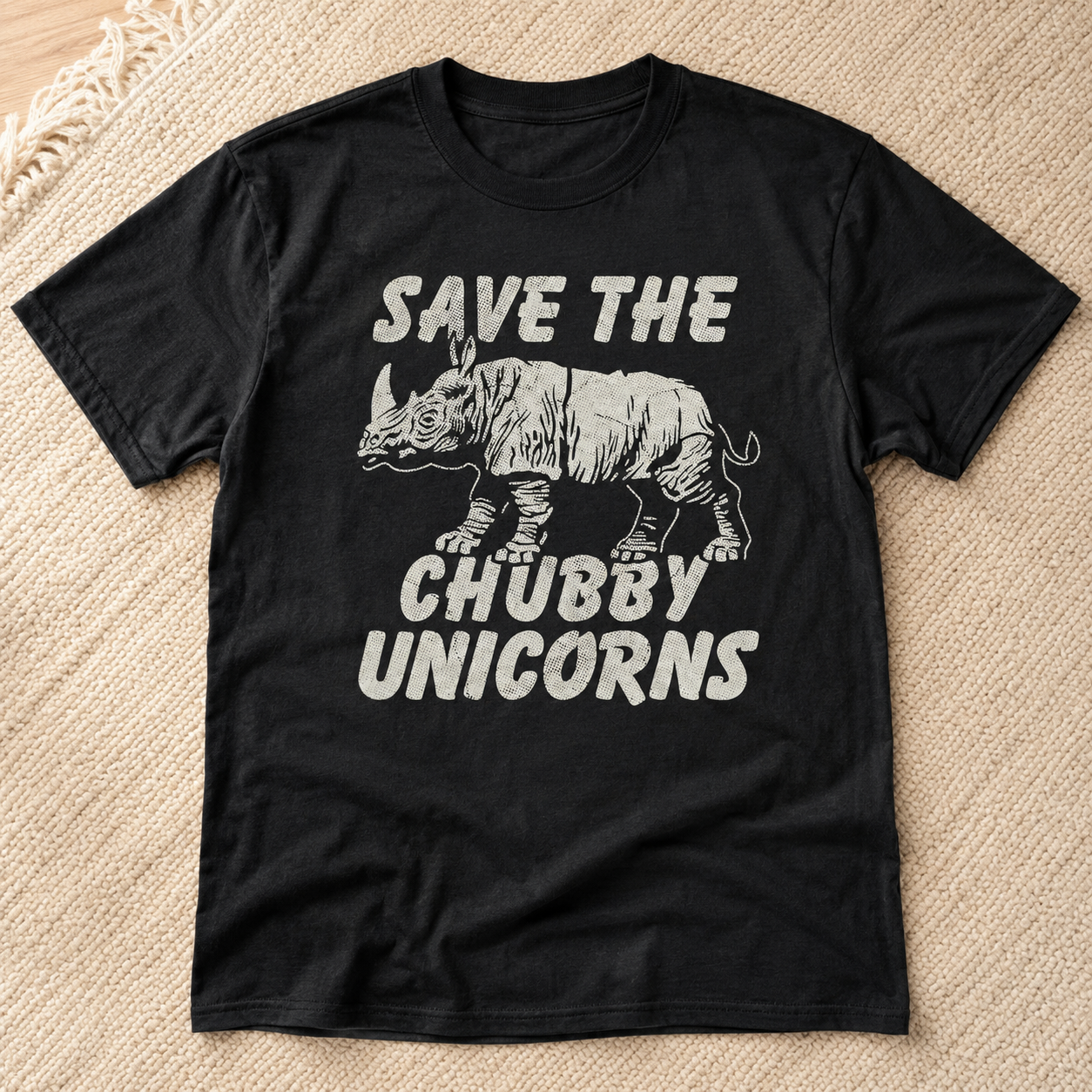 Funny Save the Chubby Unicorns T-Shirt Sarcastic Rhino Novelty Graphic Tee