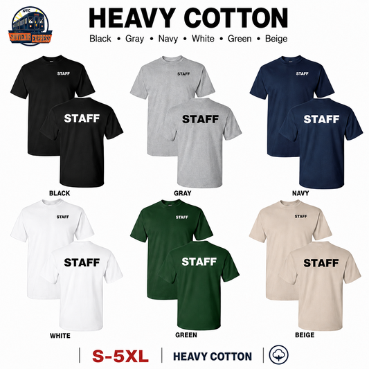 STAFF T-Shirt Event Staff Security Uniform Employee Work Crew Tee S-5XL