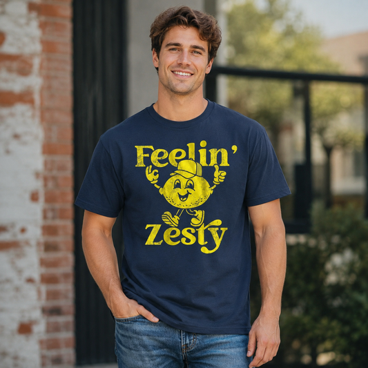 Men's Feelin Zesty Funny T-Shirt Sarcastic Lemon Graphic Novelty Tee S-2XL