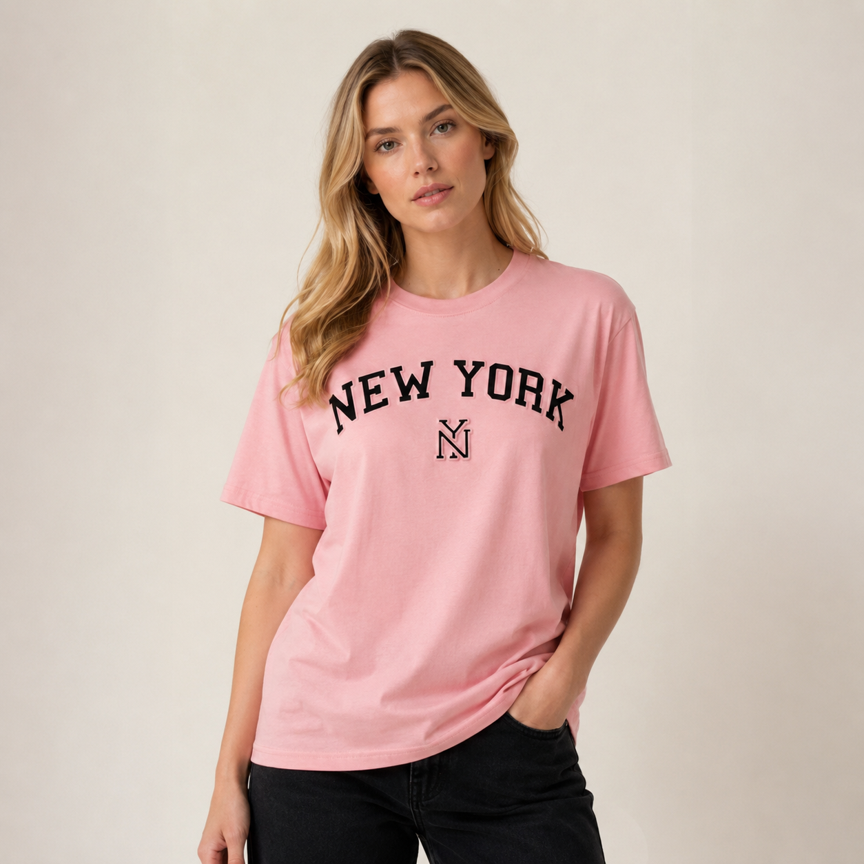 New York Puff Print T-Shirt, Unisex Cotton Blend, NYC Souvenir Tee