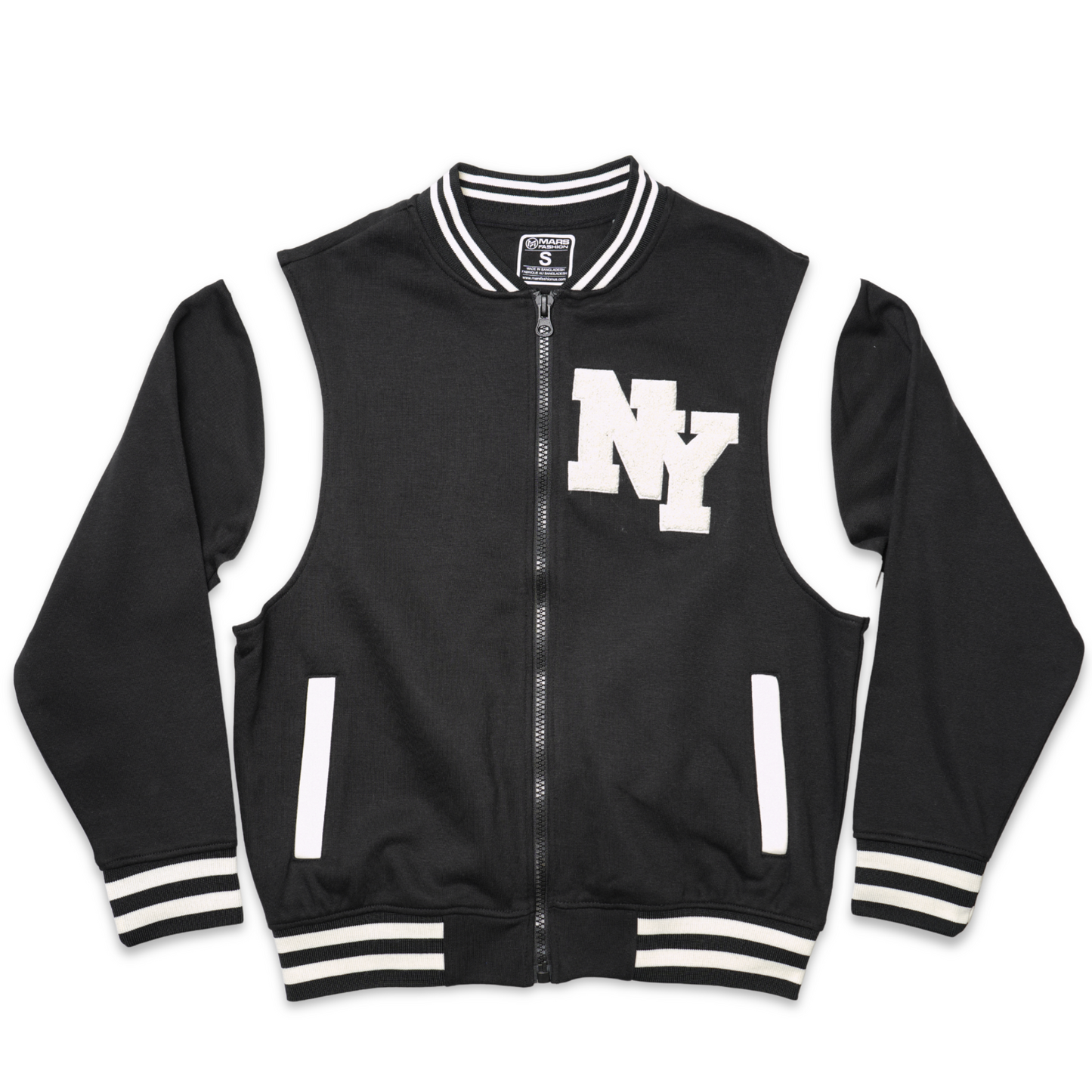 New York Varsity Jacket, Unisex Streetwear Full Zip, Applique NY Patch