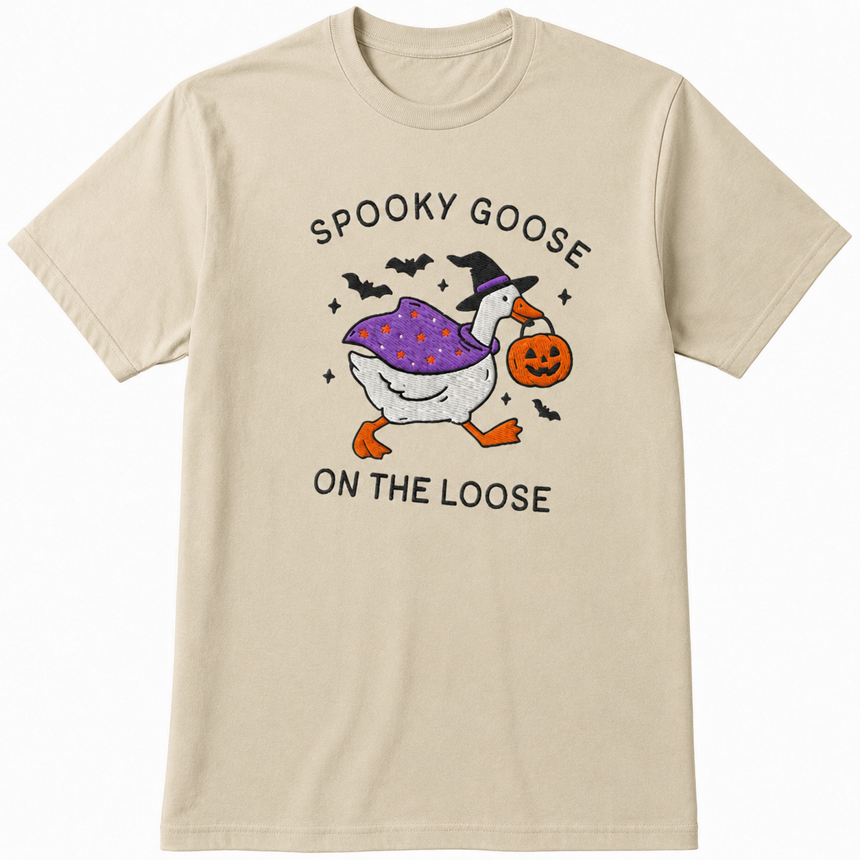 Spooky Goose On The Loose Halloween DTG Print T Shirt Witch Funny Gift