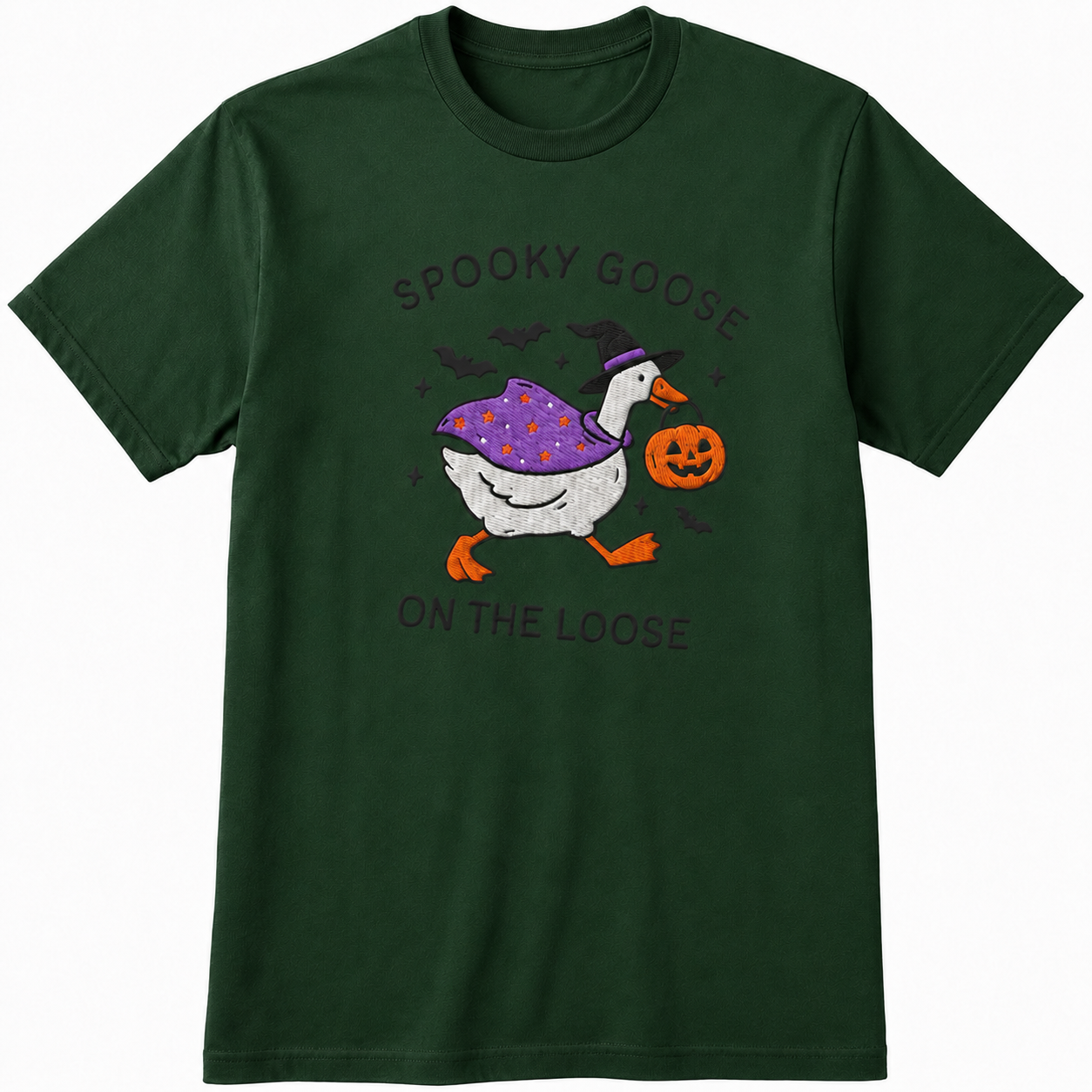 Spooky Goose On The Loose Halloween DTG Print T Shirt Witch Funny Gift