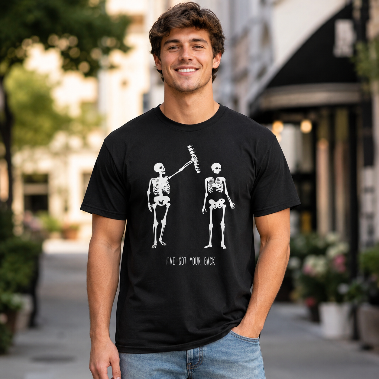 Men's Got Your Back Funny Skeleton T-Shirt Halloween Best Friend Graphic Tee