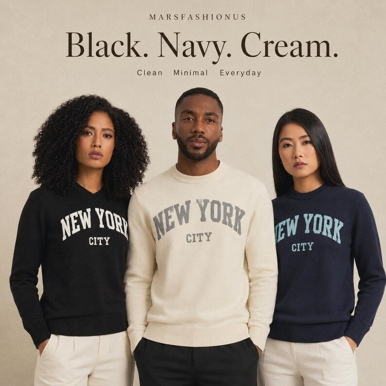 New York City Crewneck Sweatshirt, Unisex Streetwear Pullover Sweater