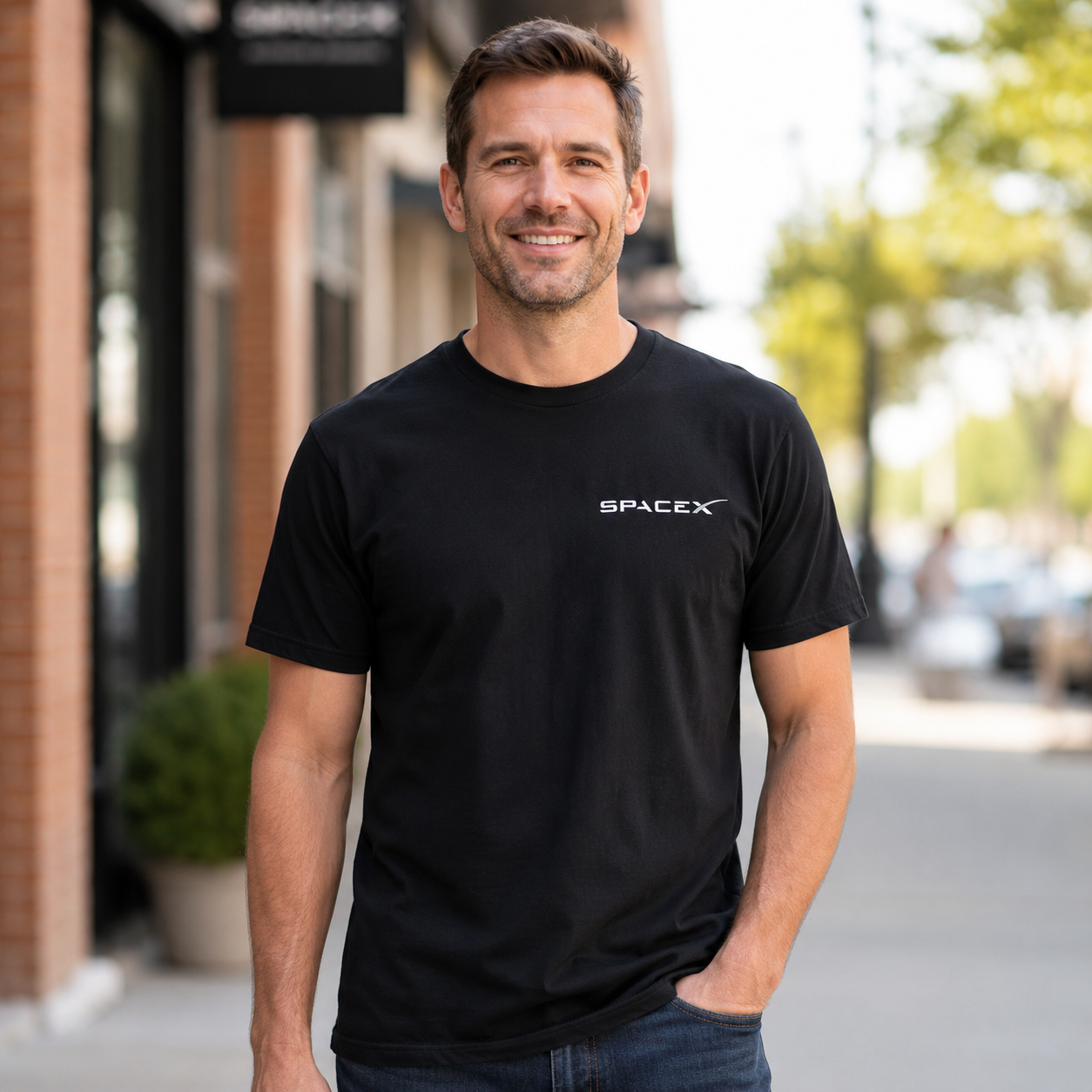SpaceX Outer Space T-Shirt Men's Graphic Crew Neck Cotton Tee S-5XL
