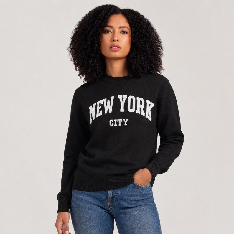 New York City Crewneck Sweatshirt, Unisex Streetwear Pullover Sweater