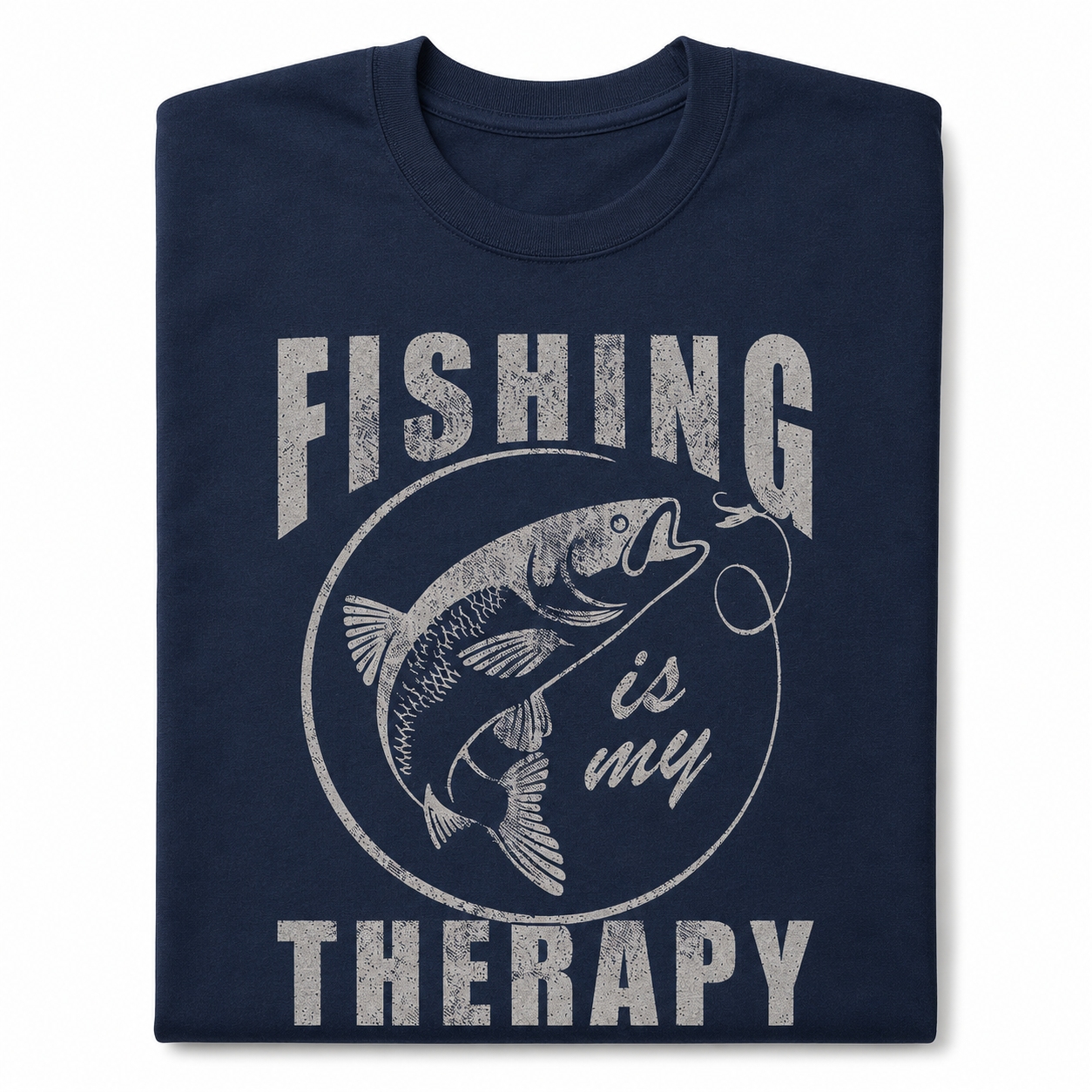 Fishing Is My Therapy Funny T-Shirt Sarcastic Fish Graphic Novelty Tee for Men