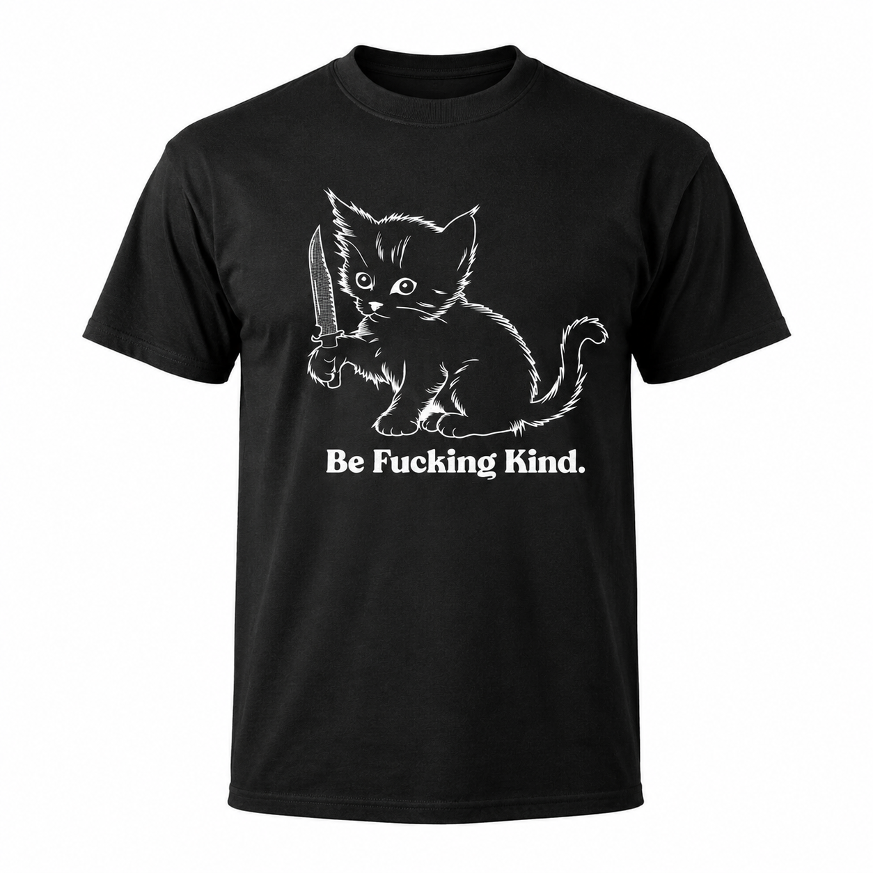 Be Kind Funny Cat T-Shirt for Men Sarcastic Kitten Graphic Novelty Tee Gift