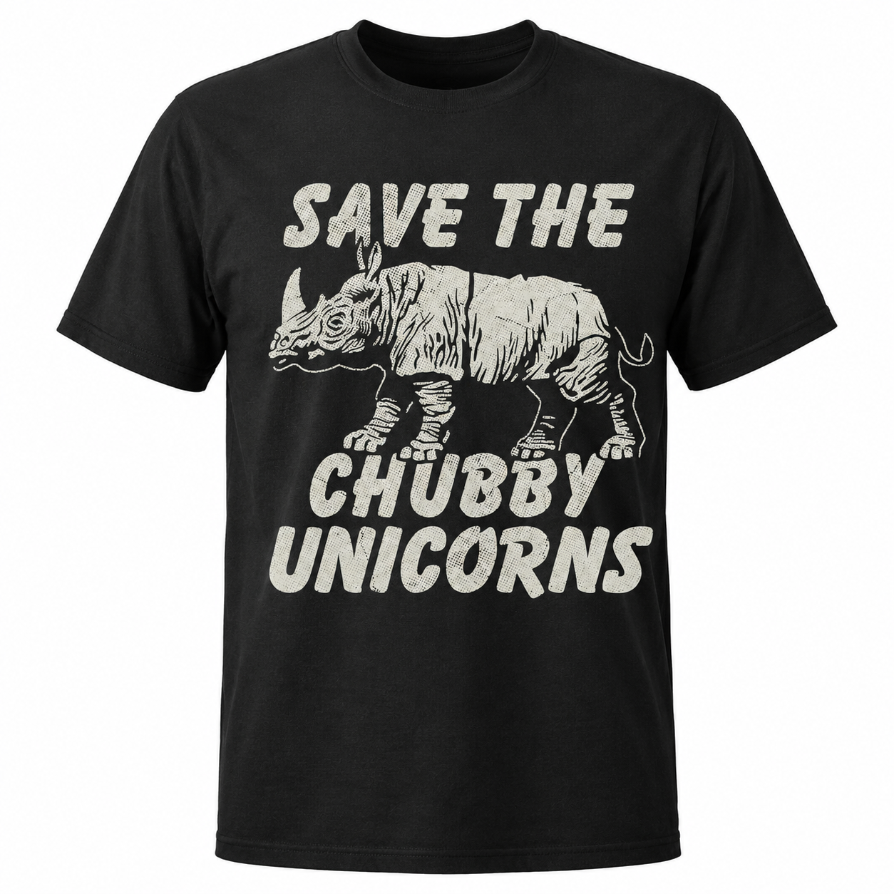 Save the Chubby Unicorns Funny T-Shirt Rhino Graphic Novelty Tee for Men